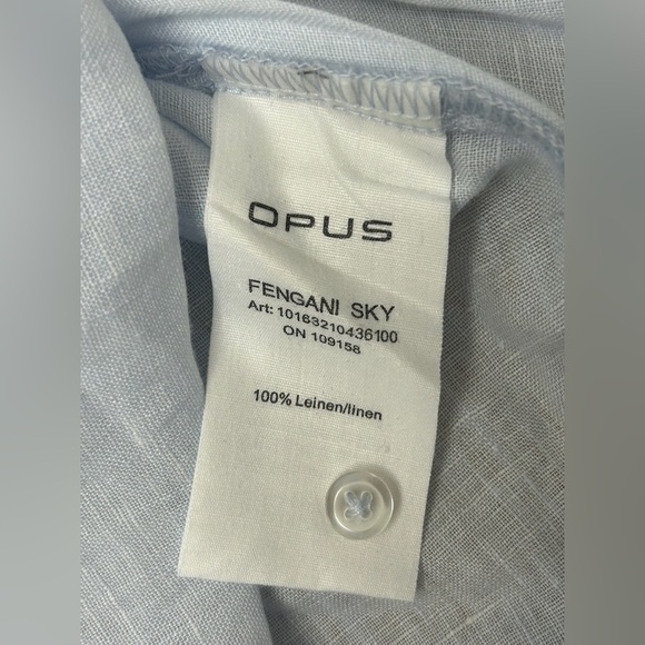 Opus Fengani Sky Preppy Blue 100% Linen Cotton Pullover Tunic Top Sz EU 38 US M - Picture 7 of 12